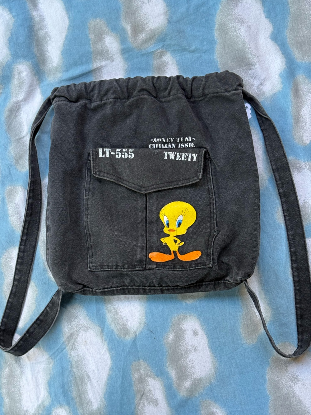 Vintage 90s Looney Tunes Tweety Bird Cinch Backpack